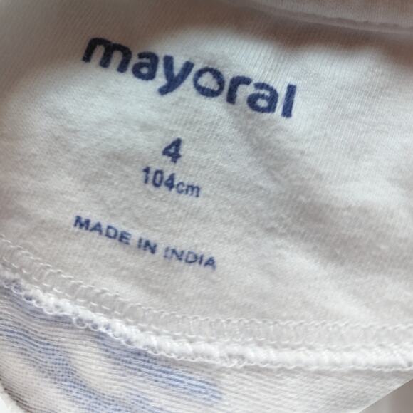 Mayoral Long Sleeve Shirt Boys Sz 4 White Map Preppy - Picture 4 of 4